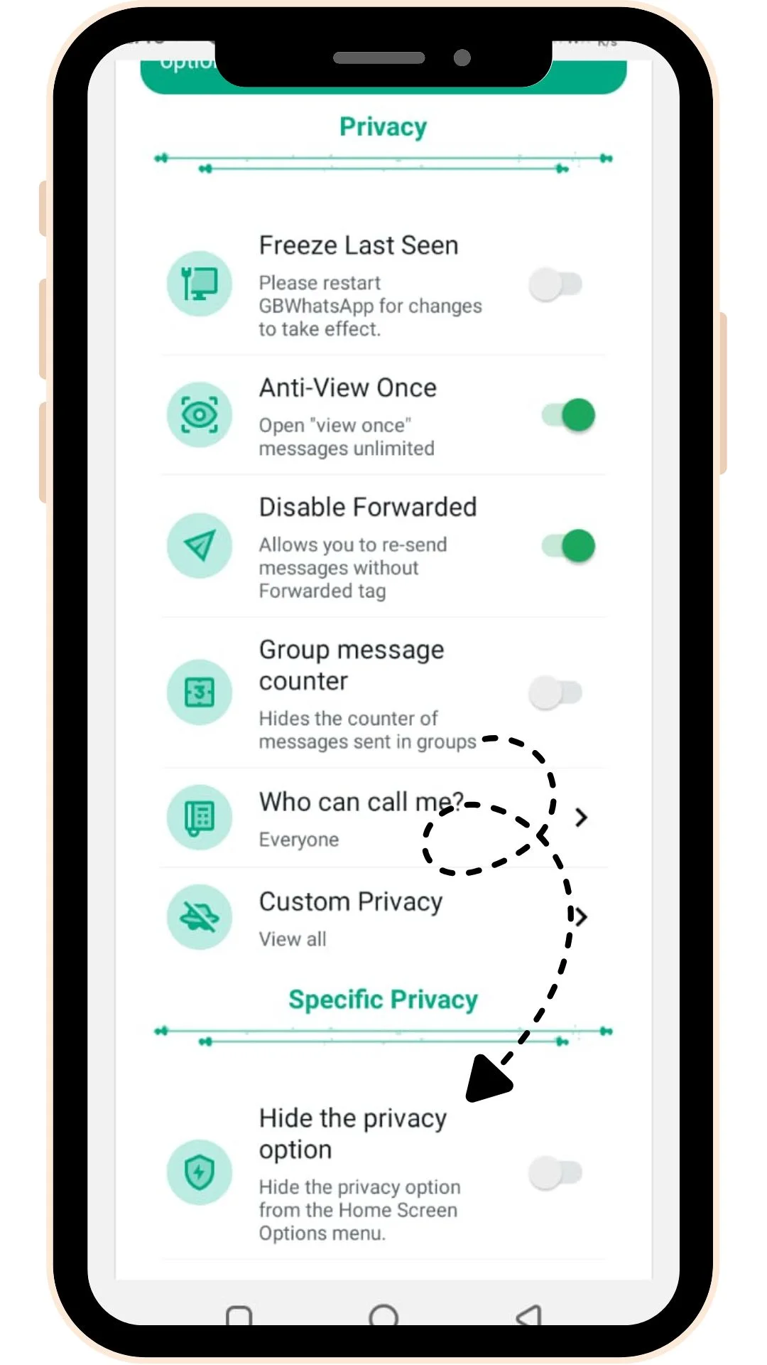 hide chats features screenshot