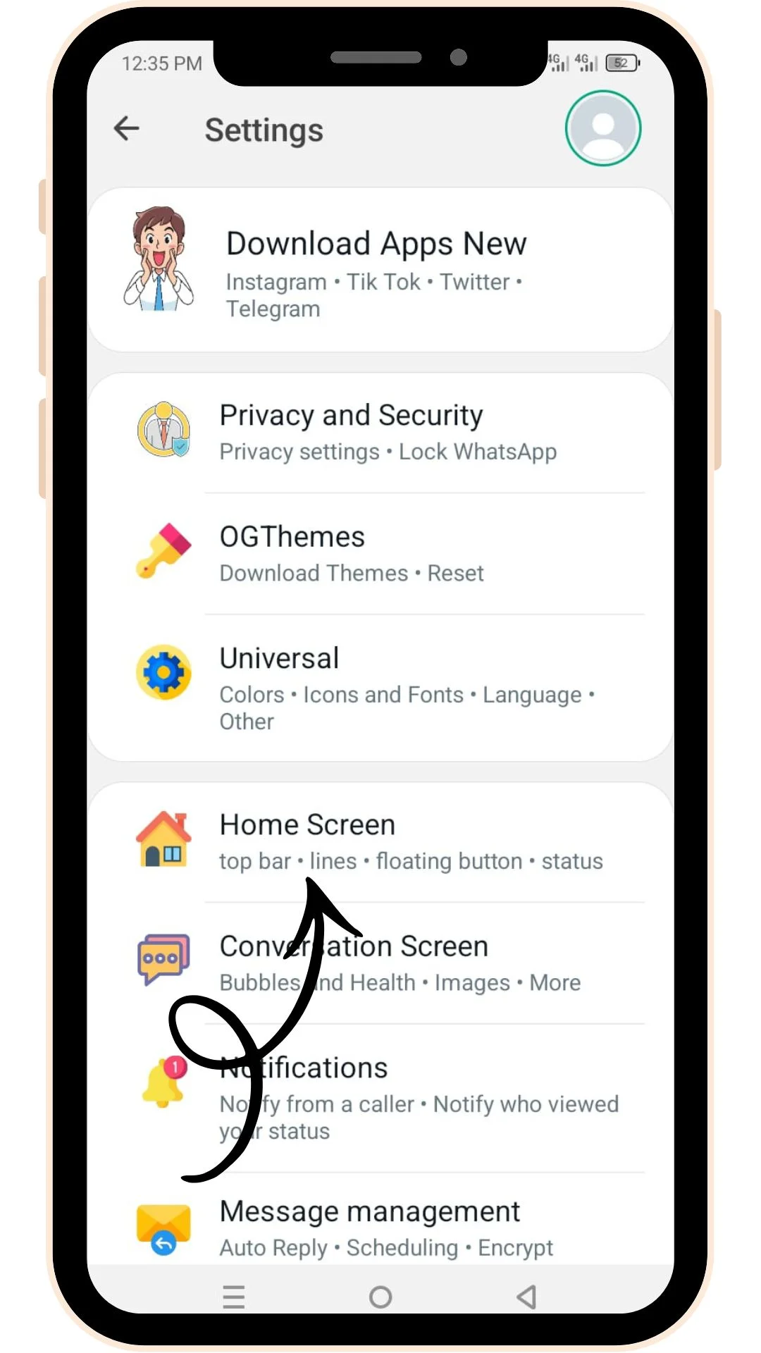 home screen customization with whatsapp plus pro