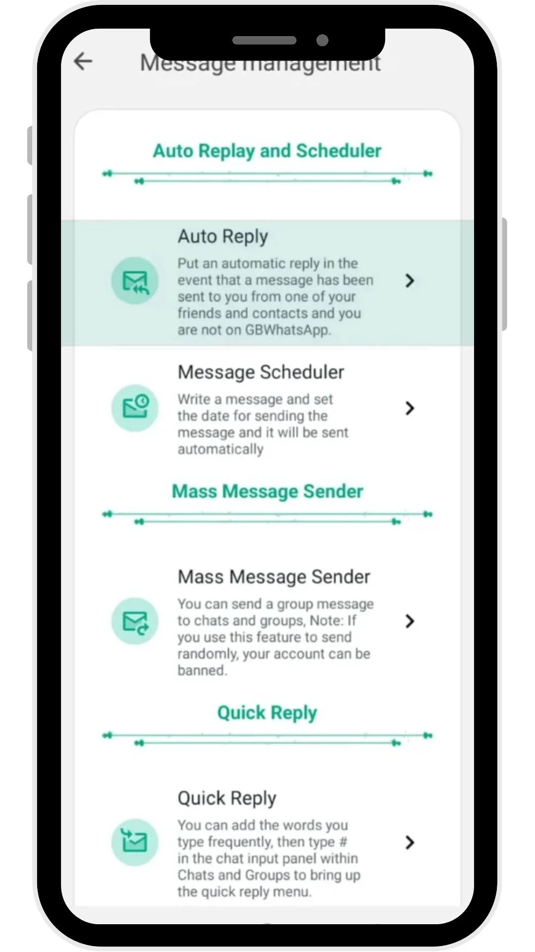 whatsapp plus original auto reply feature screenshot